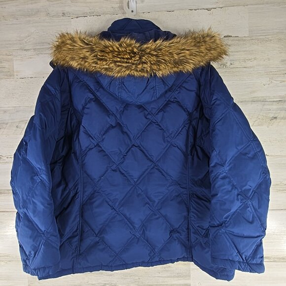 LANDS END Goose Down Puffer Jacket Blue Quilted Full Zip WOMEN'S PLUS SIZE 3X - Picture 2 of 16